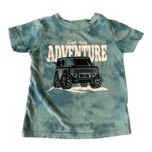 Blue Tie Dye Fun Truck Adventure Graphic Toddler Short Sleeve Tee 3T